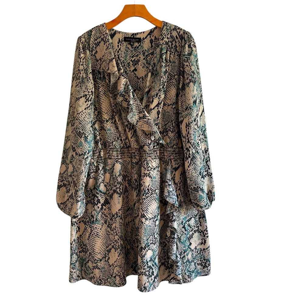 SLATE & WILLOW Phyton Printed Surplice Wrap Dress Xl - Picture 2 of 14